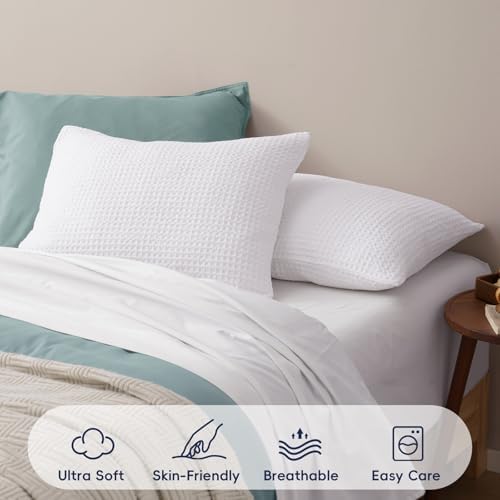 PHF Ultra Soft Waffle Pillow Shams Cal King 20"x40", No Insert - Image 3
