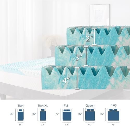MLILY 2 Inch King 5-Zone Gel Memory Foam Egg Crate Mattress Topper - Image 6
