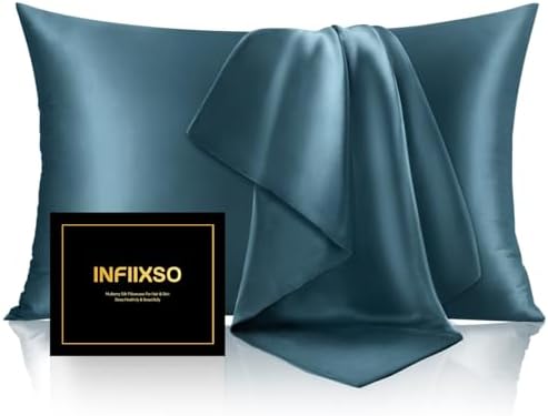 INFIIXSO Silk Pillow Cases 2 Pack, Standard Size, Hidden Zipper by INFIIXSO