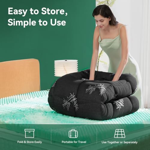 Twin XL 4-Inch 2-in-1 Cooling Memory Foam Mattress Topper - Image 5