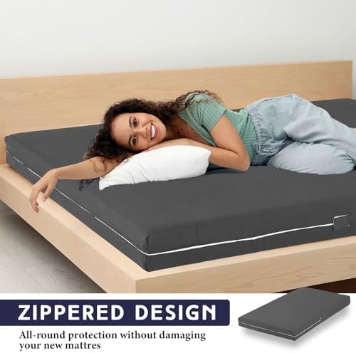 HunnmingRe Zippered Mattress Protector Fitted, Dark Gray - Image 5