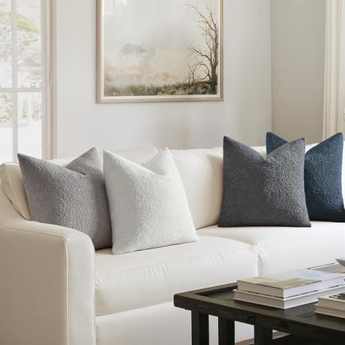 MIULEE Decorative Boucle Throw Pillow Covers 18x18 Blue Gray Set of 4 - Image 3