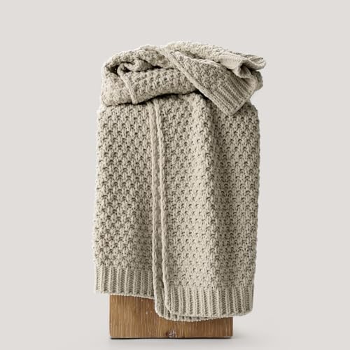 EVERGRACEHOME Chunky Chenille Knit Throw Blanket, 50 x 60, Warm Gray - Image 4