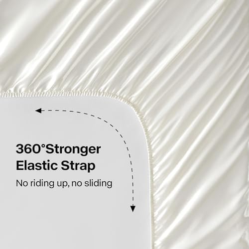 BEDELITE Satin Sheets King Size Bed Set, Ivory White, 4 Pieces - Image 5
