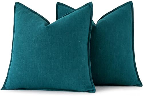 MIULEE Decorative Linen Pillow Covers 20x20 Inch Teal Blue - Image 6