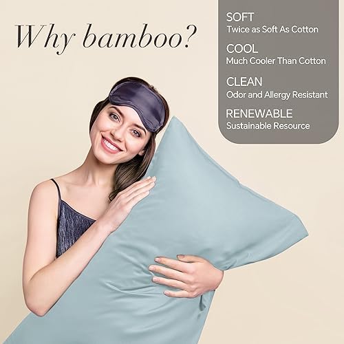 BEDELITE Cooling Pillow Cases Queen 2Pcs, Rayon Made from Bamboo, Haze Blue - Image 2