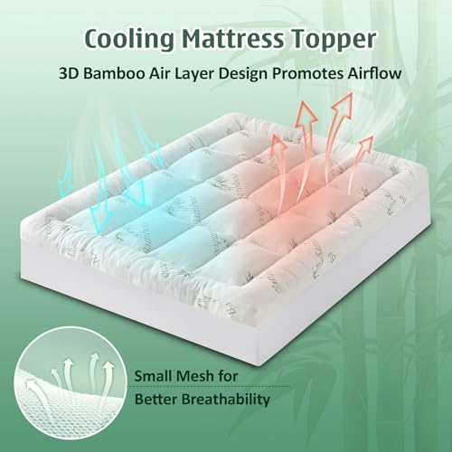 DOWNCOOL 3 Inch King Mattress Topper, Breathable Bamboo Viscose Air Layer - Image 5