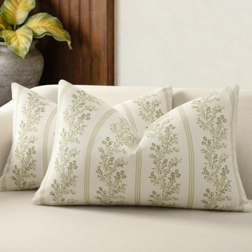 Vintage Throw Pillow Covers 12x20 Set of 2, Striped Floral Pillow Cover by DKwizme