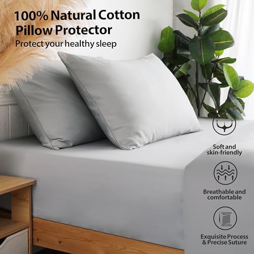 100% Cotton Zippered Pillow Protectors Queen Size - Image 4