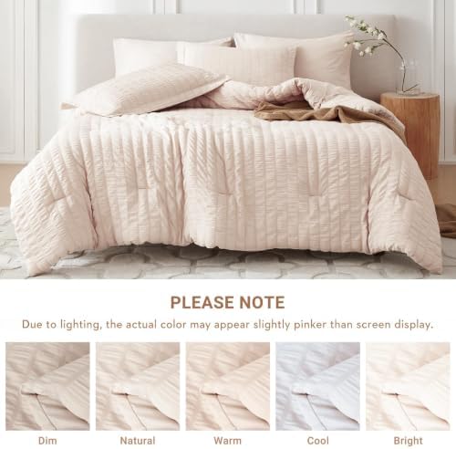 MUXHOMO 5 Pieces Twin XL Comforter Set, Seersucker Bed in a Bag Twin XL Size - Image 3
