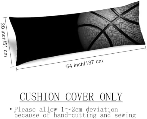 Basketball Body Pillow Cover 20x54, Zippered Sports Theme Pillowcase - Image 4