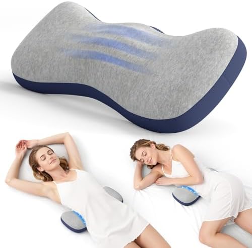 Lumbar Support Pillow for Bed, Memory Foam Pillows for Back Pain Relief by Forcanby