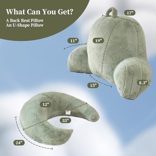 17" Reading Pillow for Bed, U Shaped Arm & Elbow Support - Image 3