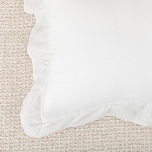JoraLion Ruffled Throw Pillow Cover 16x16 Solid White - Image 4