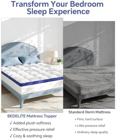 BEDELITE King Mattress Topper, Pillow Top Mattress Pad Bed Cover 2 Inch - Image 2