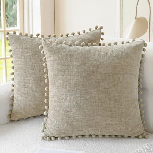 CaliTime Decorative Couch Throw Pillow Covers 20 X 20 Inches Taupe by CaliTime