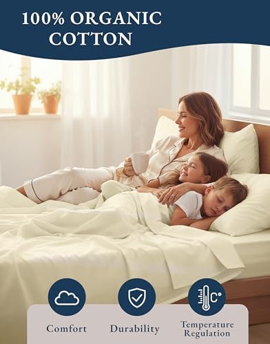 LANE LINEN Full Size Bed Sheet Set 100% Organic Cotton Soft 4pc - Image 6