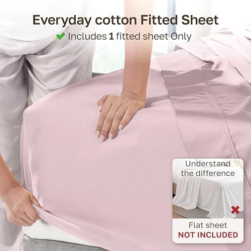 Soft Natural 100% Cotton Sateen Twin Bed Fitted Sheet - Image 2
