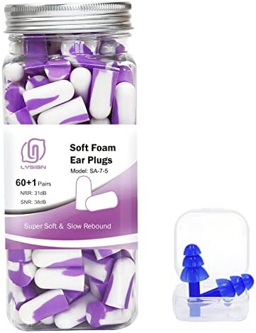 LYSIAN Soft Foam Ear Plugs for Sleeping, 60 Pairs, 38dB SNR by LYSIAN