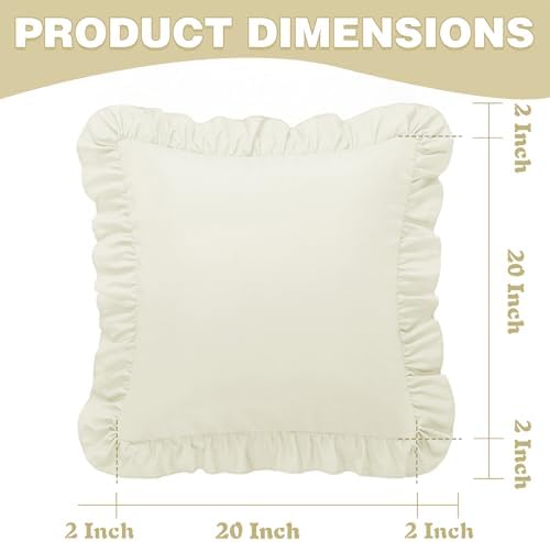 KKJIAF 2 Pack Ruffle Pillow Cases 20x20 Inches - Image 3