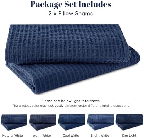 PHF Cotton Waffle Throw Pillow Covers 20"x20", Bright Navy Blue, No Insert - Image 6