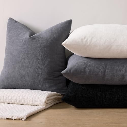 MIULEE Grey Chenille Couch Throw Pillow Covers - Image 7