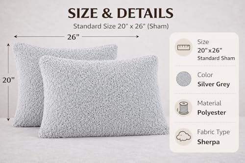 REAFORT Sherpa Pillowcases Set of 2, Zipper Closure - Image 2