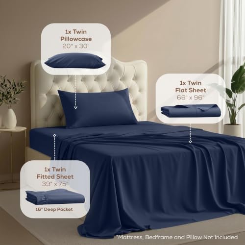 Twin Sheets Set, 3 Pieces 16" Deep Pocket Hotel Luxury Bed Sheets - Image 2