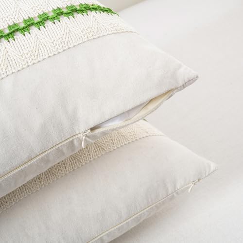 Fancy Homi Set of 2 Boho Lime Green Decorative Throw Pillow Cover 20x20 Inch - Image 3