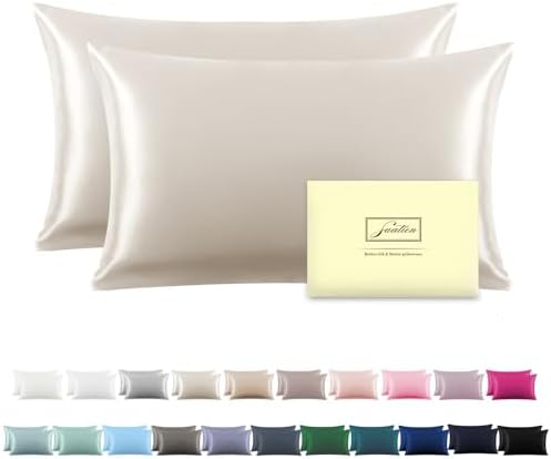 Silk Pillow Cases 2 Pack, Soft Breathable and Sliky Standard Size Pillow Cases by Suatien