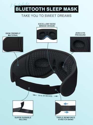 LC-dolida Sleep Headphones, 3D Sleep Mask Bluetooth Wireless Music Eye Mask - Image 6