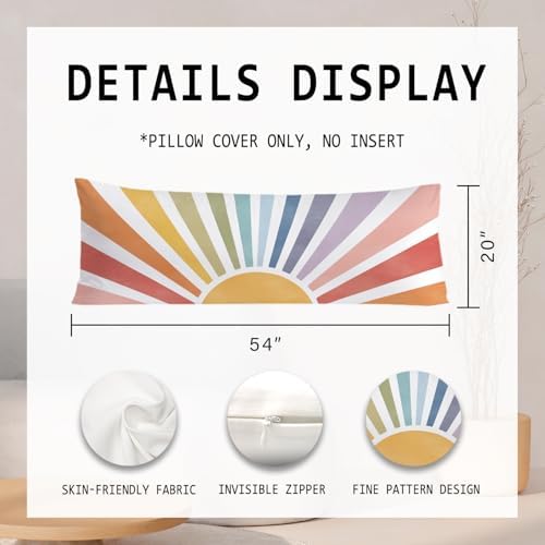 Boho Colorful Sun Sunshine 20x54 Body Pillow Cover, Boho Room Decor, Mid - Image 2