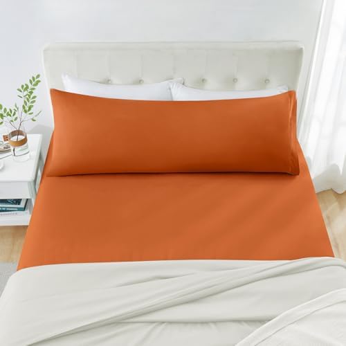 MILVOWOC Brushed Microfiber Body Pillowcases, Burnt Orange, 20x48 Inch - Image 5