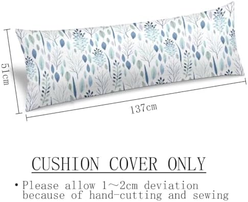 Eucalyptus Leaf Body Pillow Cover White and Blue Long Pillow Case - Image 3