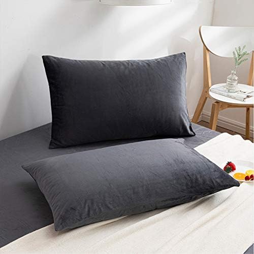 NTBAY Queen Velvet Pillowcases, Charcoal Grey - Image 6
