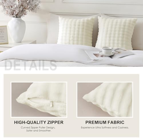 SOCHOW Decorative Throw Pillow Covers 18x18 Inches Set of 2, Cream White - Image 3