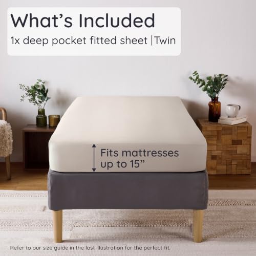 Bambaw 100% Viscose Derived from Bamboo Fitted Sheet Twin Size, Cooling Fitted - Image 2