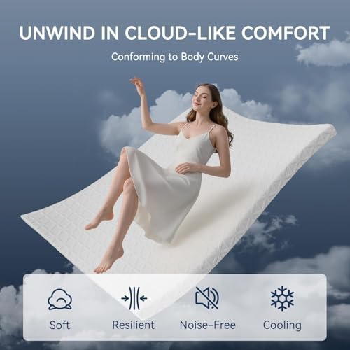 ELEMUSE 3 Inch Queen Size Gel Memory Foam Mattress Topper, Cooling Ice Silk - Image 4