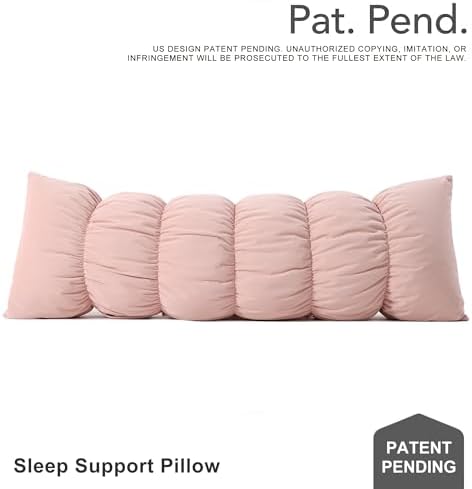 Pat. Pend. Full Body Pillow for Adults, 59 Inch, Soft Pastel Pink - Image 2