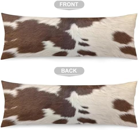 Cow Print Body Pillow Cover Brown Cowhide Western Farmhouse Long Pillow Case - Image 5