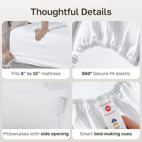 California Design Den Soft 100% Cotton 400 Thread Count Sheets Queen - Image 4