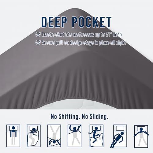 OLANLY King Quilted Fitted Mattress Pad, Down Alternative Fill, Dark Grey - Image 5