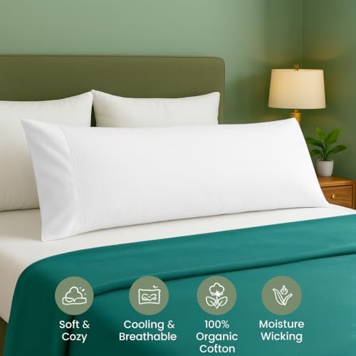 Cotton Delight Organic Cotton Body Pillow Cover 20x72 – 600 Thread Count Sateen - Image 2