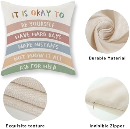Boho Classroom Pillow Covers 18x18 Inch Set of 2 Preppy Throw Pillows Aesthetic - Image 7