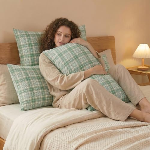 Merryword 100% Cotton Body Pillow Cover, 20 x 54, Washed Cotton Dusty Mint - Image 6