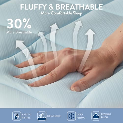 SureFit Cooling Mattress Topper Full, Gel-Infused Memory Foam Mattress Pad - Image 3