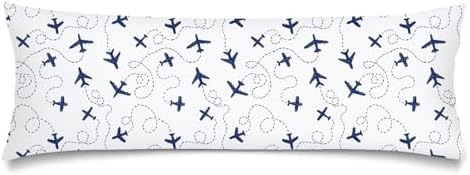 Air Plane Long Pillow Cases Sky Blue White Lumbar Pillowcase King Size Pillow by Unknown