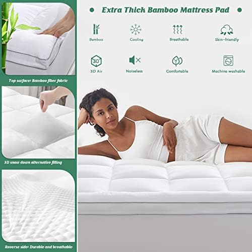 GRT Twin Pillowtop Mattress Topper, Rayon from Bamboo Mattress Cover Padded - Image 2