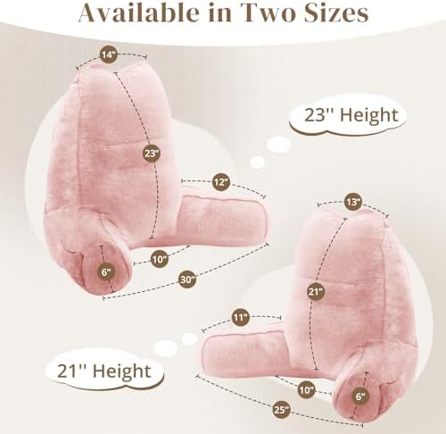 Sasttie Reading Pillow for Bed, Back Pillow for Sitting Up, Peach Pink - Image 2