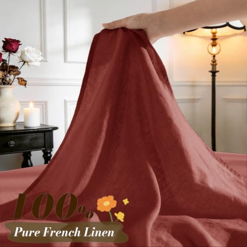 SONORO KATE 100% French Linen King Size Sheets Set, Natural Flax Bedding - Image 2
